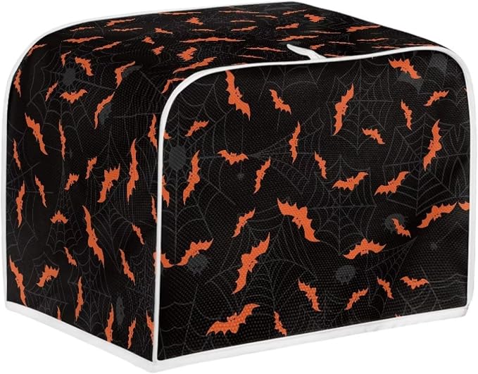 Halloween Spider Web Bats Toaster Cover - Dustproof & Waterproof 4 Slice Small Appliance Cover