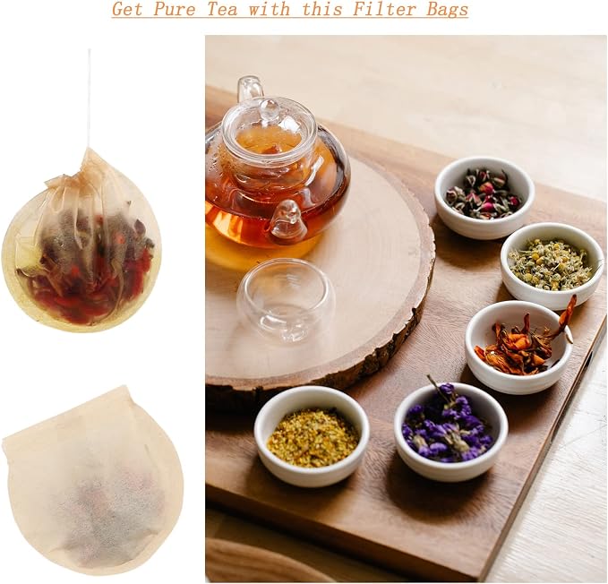400pcs Loose Leaf Tea Empty Tea Bags - Round Natural Disposable Tea Filter Bags, Unbleached Paper Drawstring Tea & Coffee Brewing & Soup Bags