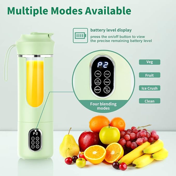Portable Cordless Blender,Small Rechargeable Juicer | Mini Personal Blender for Smoothies and Shakes,With Automatic Cleaning Function,On The Go and Easy To Use