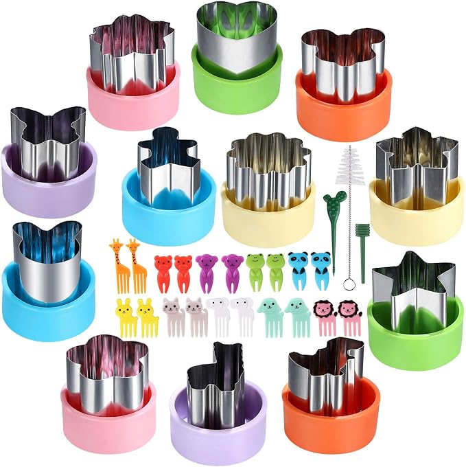 FIRETREESILVERFLOWER 1.5in Vegetable Cutter Shape Set-12PCS Mini Cookie Cutters Fruit Biscuit Pastry Mold Children's Baking and Food Supplement Tool Accessories.(20 Forks)