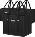BALEINE 3PK Reusable Grocery Bags, Heavy Duty Shopping Tote Bag | 12'' Long Handles, Reinforced Bottom Keeps Upright, Fold Flat Storage, Water-Resistant Shopping Bag, Multiple Color Options