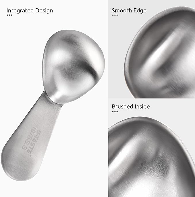 U-Taste 18/8 Stainless Steel Coffee Scoop: 1 & 2 Tbsp Scoop Measure Spoon | Stainless Steel Tablespoon Measuring Spoon, Tablespoon Coffee Spoons, Short Handle Tbsp Scooper for Ground Coffee Bean Powder