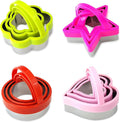 12-Piece Stainless Steel Cookie Cutter Set with Handles - Heart, Flower, Round, Five Star Shapes - Fruit Vegetable, Small Stainless Steel Biscuit Mold for Baking (Multicolor)