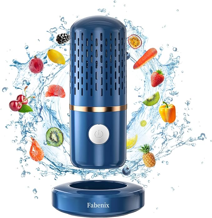 Fruit and Vegetable Cleaning Machine, Fruit and Vegetable Cleaner, USB Wireless Food Purifier, Cleaner Device for Washing Fruits, Vegetables, Rice, Meat and Tableware (Blue), Medium