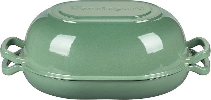 VORRINGARD Enameled Cast Iron Sourdough Bread Oven, Dutch Oven, Loaf Cast Iron Bread Pan for Homemade Bread Baking, Meatloaf Pan with Lid, 7QT, Sage Green