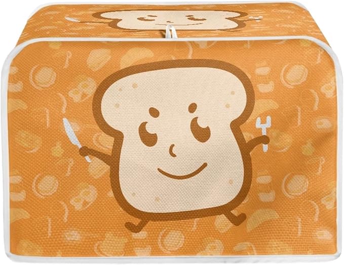 Cute Bread Print Toaster Covers Dust and Greasy Protection Bread Maker Covers for 4 Slice Toasters