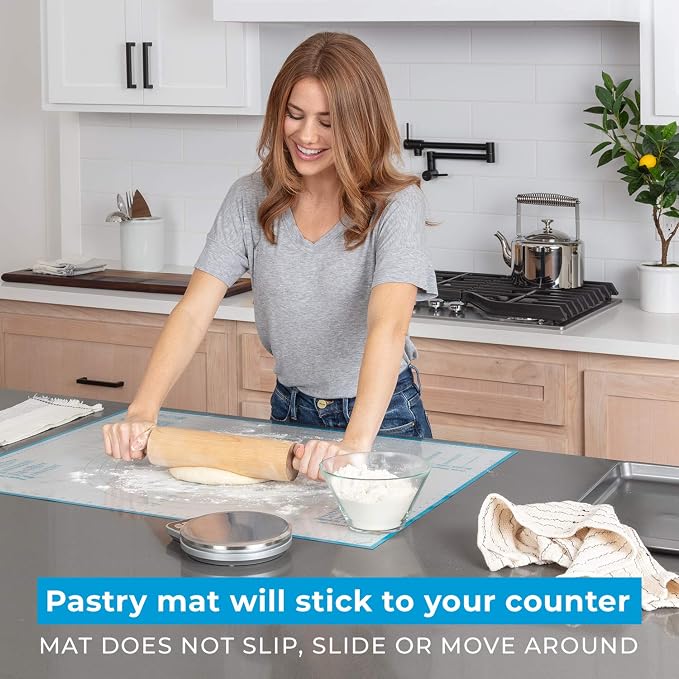 Silicone Pastry Mat XXL, Extra Large Dough Rolling Mat for Baking & Pizza | Non-Slip, Easy-Clean Surface, 23.5 x 31.5 Inches, Printed Measurements & Conversion Chart, For Dough, Cookies, Pie & Fondant.