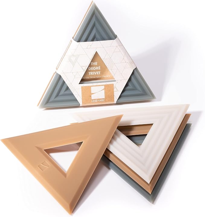 LINE+ARC Modern Silicone Trivets, Joshua Tree (3 Pack) feat. in ELLE Decor | Waterproof, dishwasher-safe, quartz kitchen countertop, outdoor, mid-century modern, mcm, feat. in BuzzFeed, green