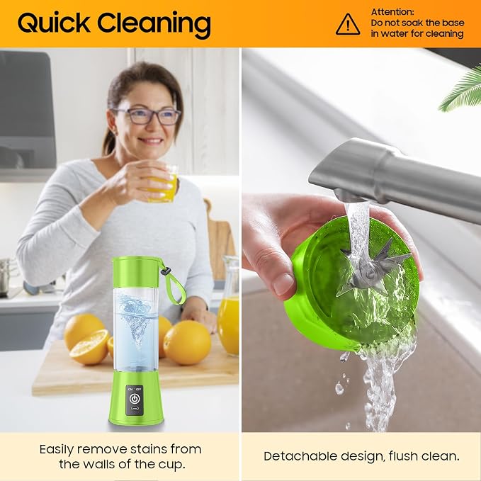 Portable Personal Size Mini Blender - 2026 New Upgrade Smoothies Blender | Small Blender with 380Ml Traveling BAP Free Cup for Sports/Home, 6 Blades Easily Squeeze Fresh Juice, 20000Rpm/Min Speed