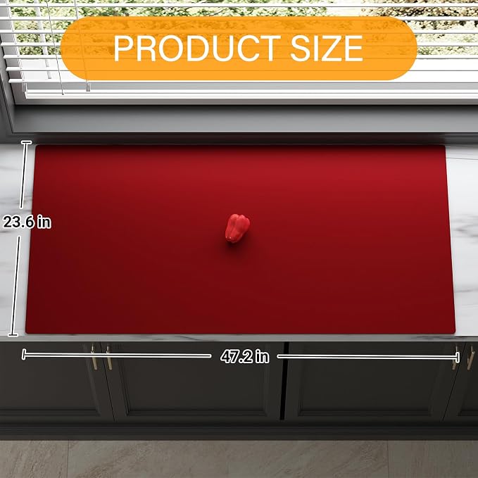 Silicone Protector Mat 47x24 Inch,Red | 1.3mm silicone mat, heat resistant, non-slip & waterproof. Ideal for baking, painting, resin, welding and table protection.
