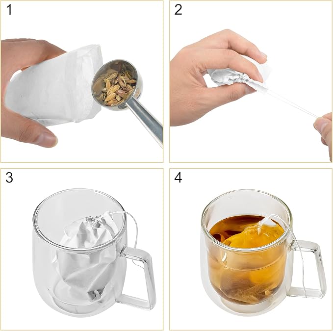 Numola 100Pcs Disposable Tea Bags for Loose Leaf Tea, Empty Tea Bags Natural Material Seal Tea Infuser Bag, Tea Infuser Sachets with Drawstring Herb Sachet Bags for Loose Tea (4" x 3.2")