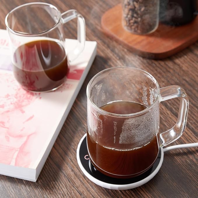 Large Glass Coffee Mugs, 20 oz Glass Coffee Cups Set of 2, Clear Borosilicate Glass Mugs with Handles for Cappuccino, Tea, Latte, Hot/Cold Beverages, Wine, Americano