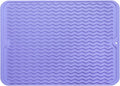 MicoYang Silicone Dish Drying Mat — Quick-Dry Ridges Counter & Sink Pad, Heat-Resistant Trivet to 450°F, Non-Slip & Dishwasher Safe, Roll-Up Storage, 18 Colors & 9 Sizes (Light Purple, 16"×12")