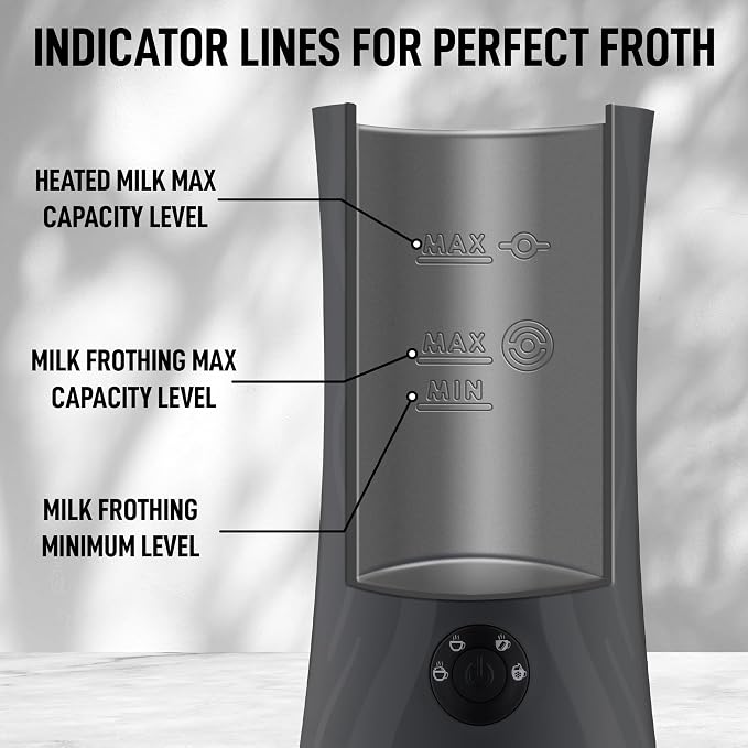Zulay 4-in-1 Milk Frother and Steamer - Automatic Hot and Cold Foam Maker with Auto Shut Off & Temperature Control for Coffee, Latte, Cappuccino, Hot Chocolate - Gray