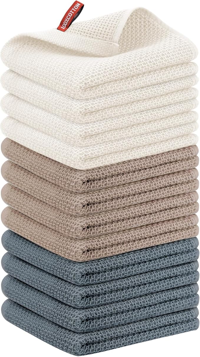 Nialnant 12 Pack Kitchen Dish Towels,13x28in 100% Cotton | Hand Towels for Kitchen, Extra Soft & Absorbent Dish Cloths for Washing Dishes,Cleaning Rags