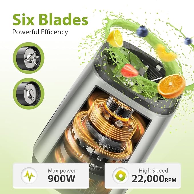 Smoothie Blender, 900W Personal Blender and Grinder Combo for Shakes and Smoothies with 3 Non-BPA Portable Cup for Beans, Nuts