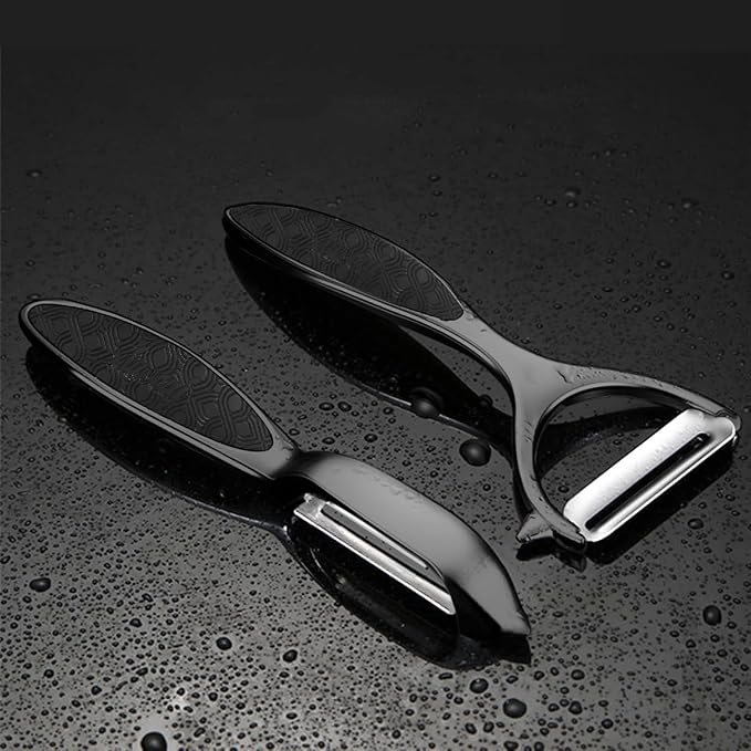 Vegetable Peeler Set, Stainless Steel Y & I Shape Swivel Blade Potato Fruit Peeler, Kitchen Household Peeling Tool(Black)