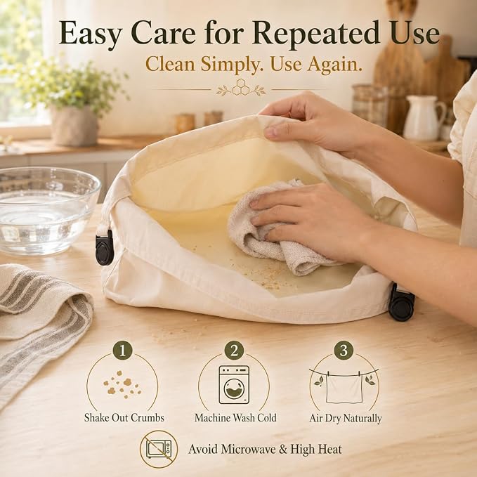 Beeswax Bread Bags Linen 2-Pack for Sourdough (13x17in): Longer Fresh | Stays Fresh Days Longer Reusable Linen with Natural Beeswax Coating Moisture Lock Eco-Friendly Daily Baking Travel & Gift