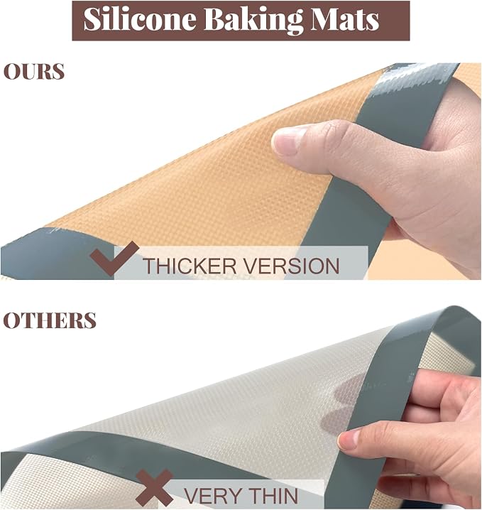 Koolstuffs Silicone Baking Mat, Nonstick and Reusable, 3 Pack | Easy Cleanup, Half- and Quarter-Sheet Sizes for Cookies, Bread, Pastries, Roasted Vegetables