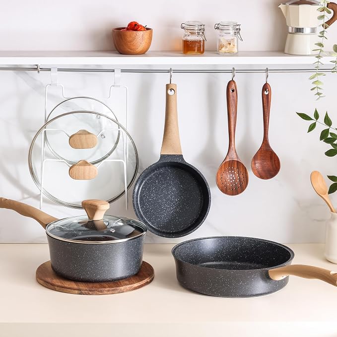 Nonstick Saucepan with Lid, 3.5 Quart German Greblon Ceramic Sauce Pan, Non Toxic Sauce Pot with Cover for Multipurpose Use, PTFE, PFOA & PFAS Free, Induction Compatible.