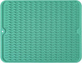 Silicone Dish Drying Mat, Non-Slip Easy Clean Sink Mat, Green, 17" x 14" | Quick-Dry Ridges, Large Heat-resistant Dish Drainer Mat for Kitchen Counter, Hangable & Roll-Up for Storage, Dishwasher Safe