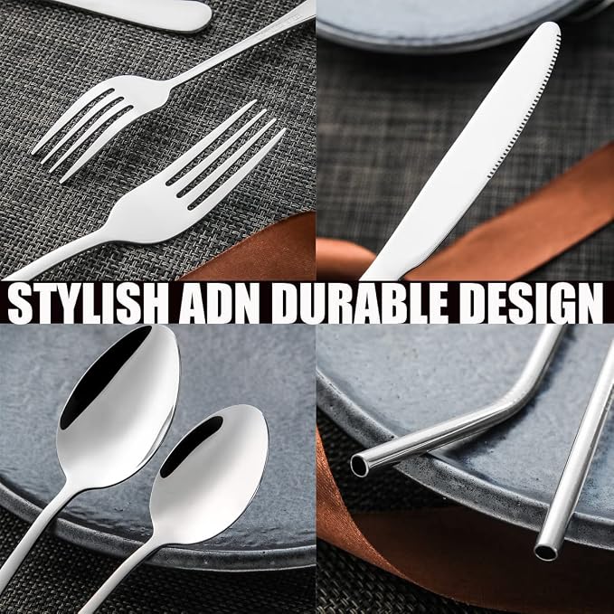 56 Pieces Silverware Service for 8 Flatware Set Stainless Steel Utensils Cutlery Set Dishwasher Safe