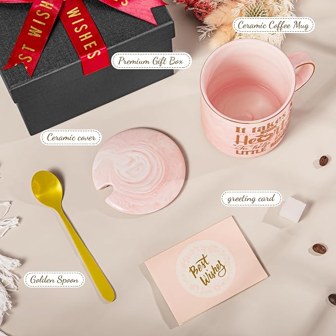 Biching Teacher Appreciation Gifts for Women, Thank You Gifts for Teachers | Best Teacher Mug, End of Year Retirement Graduation Gift from Student 14oz Ceramic Cup with Gold Print, With Spoon, Gift Box