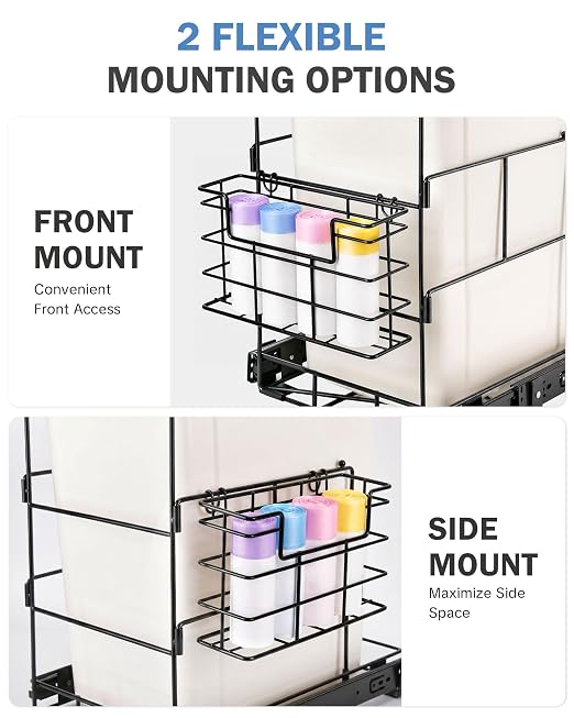 Bulado Pull Out Trash Can Under Cabinet with Removable Trash Bag Holder | Space Saving Under Sink Trash Can, Fits 30–40 Qt Bins, Supports 125 lbs, Easy Install, Soft-Close Slide, Bin Not Included