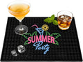 Neon Tiki Black Bar Mat 18 x 12 Inch - Thick Rubber Bar Mats for Countertop and Bartending - Professional Bar Spill Mat for Home Bar Accessories, Bar Cart Decor and Bartender Accessories （SXJQ）