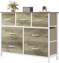 Sweetcrispy 7 Drawer Dresser for Bedroom Storage with Fabric Bins, Oak | Anti-Tip Closet Organizer, Wooden Top and Sturdy Steel Frame, Spacious Drawers for Clothes Storage, Hallway Entryway