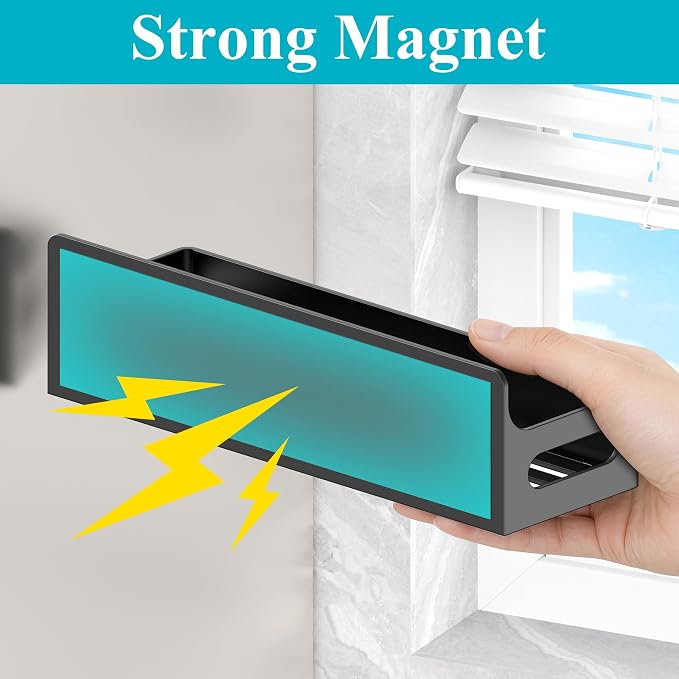 Black Magnetic Spice Rack for Refrigerator, 4 Pack | Kitchen Magnetic Shelf for Fridge, Spice Organizer and Storage, Baby Bottle Holder for Fridge, Magnetic Tea Bag Organizer
