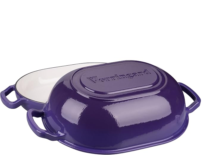 VORRINGARD Enameled Cast Iron Sourdough Bread Oven, Dutch Oven, Loaf Cast Iron Bread Pan for Homemade Bread Baking, Meatloaf Pan with Lid, 7QT, Purple