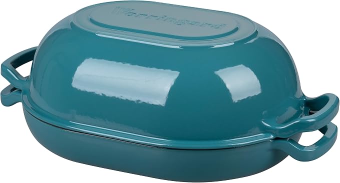 VORRINGARD Enameled Cast Iron Sourdough Bread Oven, Dutch Oven, Loaf Cast Iron Bread Pan for Homemade Bread Baking, Meatloaf Pan with Lid, 7QT, Bluegreen