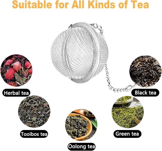 TeaSanavie Handmade Tea Ball Infusers - 2pcs, Honey Bee Strainers with Bee Charm Pendant for Loose Leaf Tea