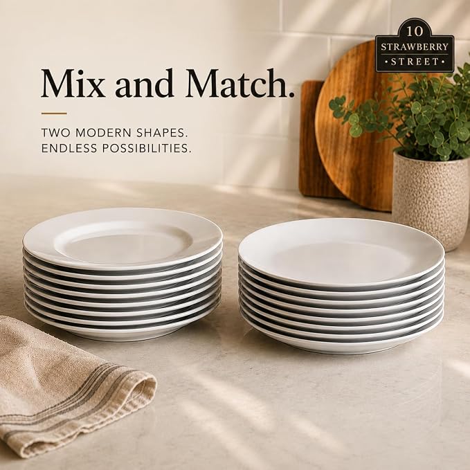 10 Strawberry Street 10.5" Catering Coupe Dinner Plate, Set of 12,White