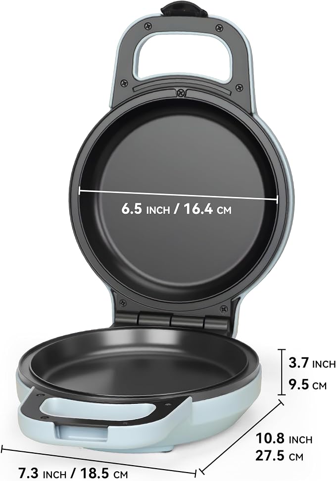 SugarWhisk Flip Pancake Maker Machine, Ceramic Coated Pancake Pan for 6.5 Inch Pancakes, Omelette, Crepe & Quesadilla, Frittata, Double Sided Omelette Pan Nonstick, Pale Blue