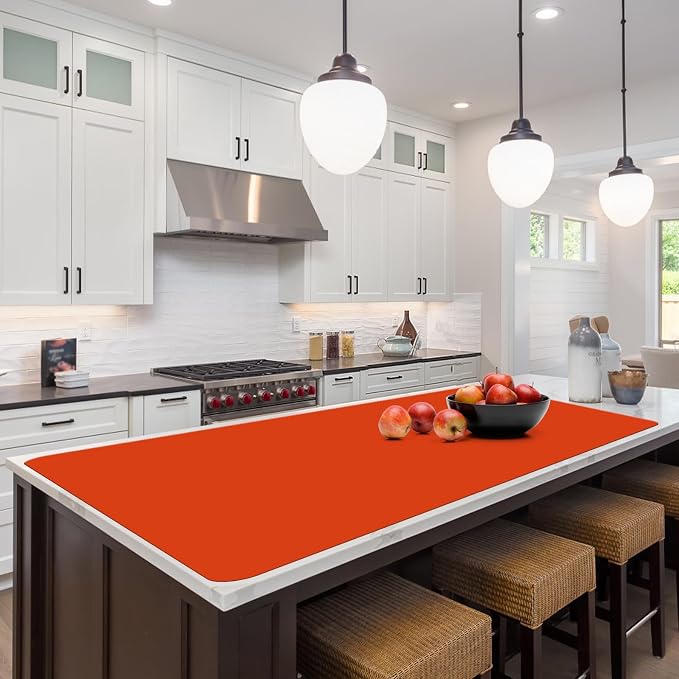 Silicone Protector Mat 47x24 Inch,Orange | 1.3mm silicone mat, heat resistant, non-slip & waterproof. Ideal for baking, painting, resin, welding and table protection.