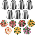 Suuker Russian Piping Tips Set, 7 Pieces | Stainless Steel, Cupcake Flower Shaped Frosting Nozzle Kit, For Pastry Cupcakes Cakes Cookies Decorating