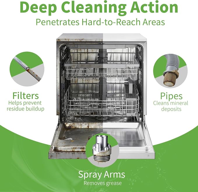 OrientLeaf Dishwasher Cleaner And Deodorizer 24 Pack, 1 Year Supply Dishwasher Cleaning Tablets, Descaler, Removes Limescale, Hard Water Marks, Grease and Odors, Lemon Scent