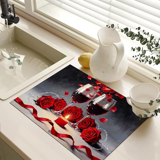HOMETITUTE Spring Stove Top Cover 28x20 Rose Wine Heat Resistant Glass Protector