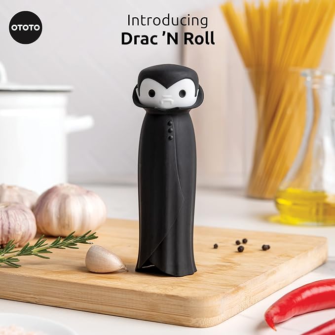 OTOTO Drac N' Roll Vampire Garlic Roller, Silicone Garlic Peeler Tube, Silicone Tube Roller for Halloween - Kitchen Gadget for Garlic, Garlic Tube, Garlic Crusher