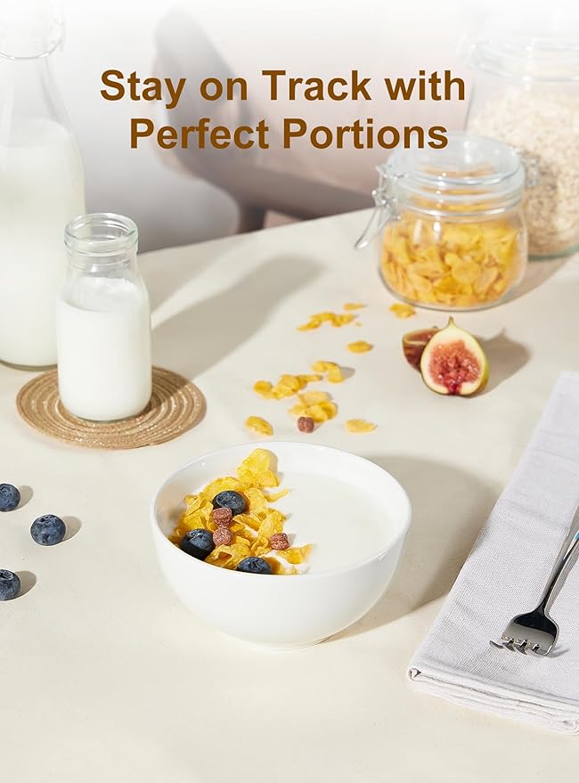 17 OZ White Ceramic Soup Bowls of 6, Cereal Bowls for Kitchen | Porcelain Bowl, For Kitchen Cereal Soup Rice Salad Pasta Dessert Snack Fruits Ice Cream, Stackable, Microwave Dishwasher Safe