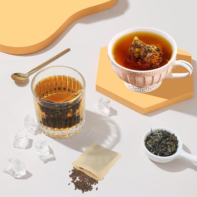 Numola Unbleached Tea Filter Bags for Loose Leaf Tea, Tea Bags Empty, Wood Pulp Filter Paper Organic Tea Infuser Bag Disposable Drawstring 100 Pcs (3.2'' x 4'')