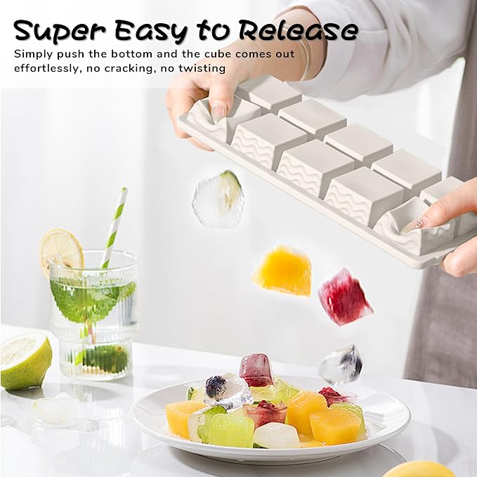 3-Pack Ice Cube Trays with Lid, 10 Cubes 2 Tbsp, Silicone Tray for Freezer | BPA Free, Leak-proof Lid, Freeze Ice Cubes, Chocolates, Sauces, Juices, Fruit Purees, Meal Prep, Cocktail, Coffee, Soup, Food
