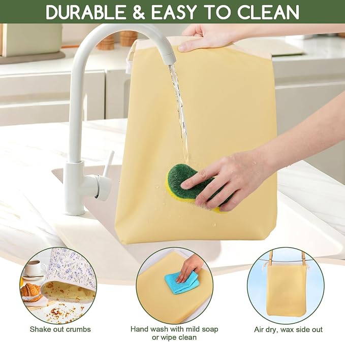 2 Pack Beeswax Bread Bags for Homemade Bread, Sourdough Storage XL 17"x13" | Reusable Bees Wax Bread Bag & Keeper, Natural Canvas with Premium Box for Home Baking, Freezer Storage & Outdoor Use