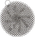 Cast Iron Cleaner 4.5" x 4.5" 316L Stainless Steel Chainmail Scrubber Round For Cast Iron Pan Griddle Skillet Dutch Oven Wok, Pan Pot BBQ Grills