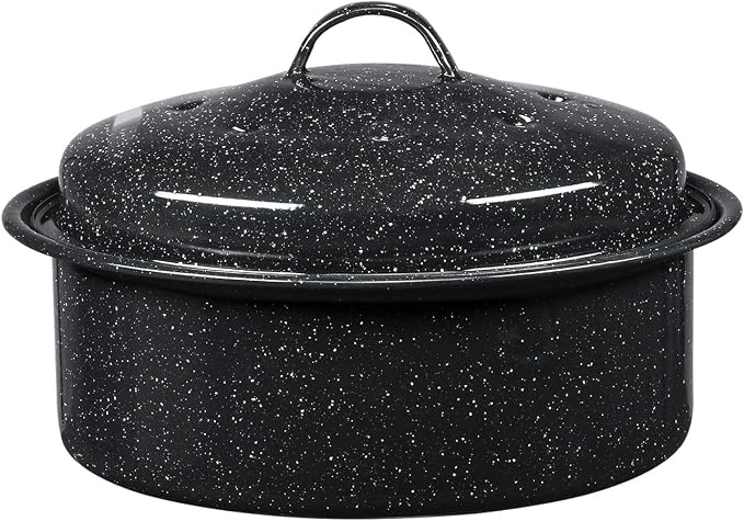 Granite Ware Round Covered Roaster - Speckled Black