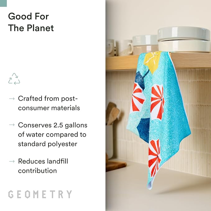 GEOMETRY Spring Kitchen Towels - Double Sided, Quick Dry Microfiber Cloth - Spring & Summer Dish Towels for Kitchen Drying - Premium Quick Dry Towel - Bubbling, 18" x 30" - 1-Pack