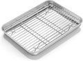 Homikit Small Baking Sheet with Wire Rack for Toaster Oven (1 Pan+1 Rack) | 10.4x8 Inch Stainless Steel Baking Pan with Rack Set, Metal Cookie Sheets Rust Free, Nonstick Bacon Tray Dishwasher Safe
