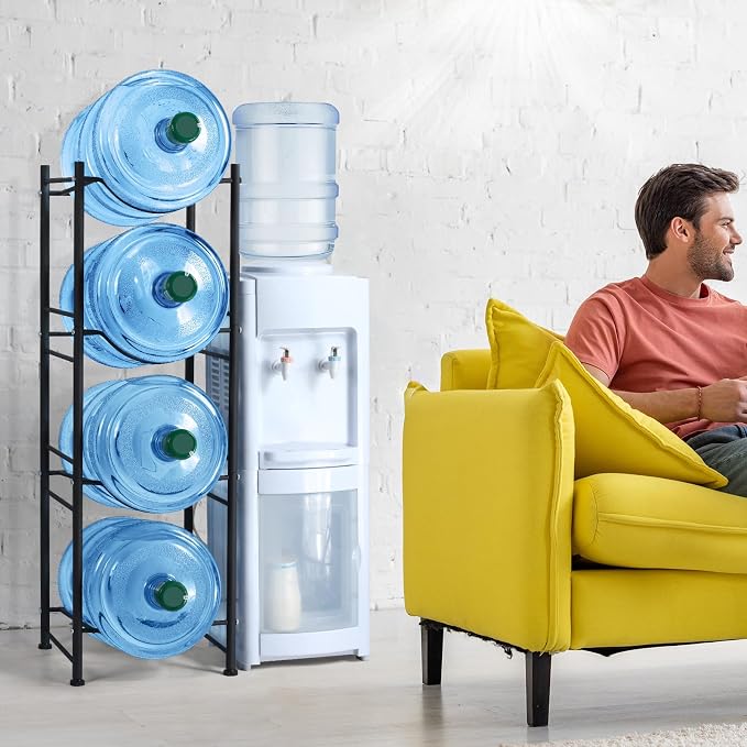 5 Gallon Water Cooler Jug Rack, 4 Tier Detachable Water Bottle for Home | Water Bottle, Heavy Duty Water Bottle Organization for Office